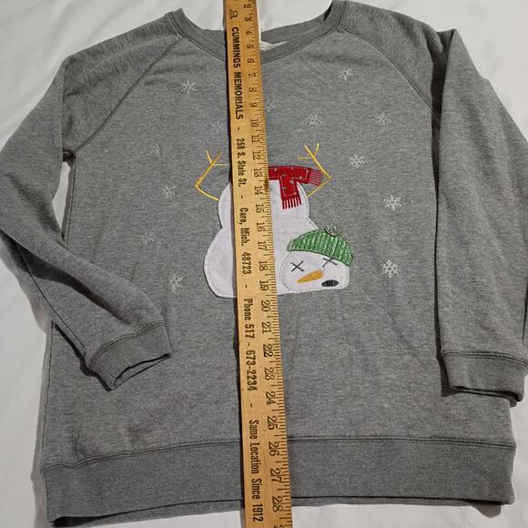 Ugly Christmas Sweatshirt XS Worn out Snowman! Oversized Grey raglan-sleeved - Picture 10 of 12